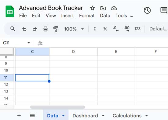 Advanced book tracker setup in Google Sheets