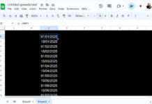 Example of a formula returning semimonthly dates in Google Sheets