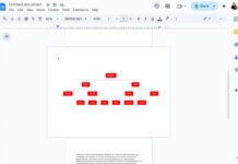 Example showing how to make just one page landscape in Google Docs with surrounding pages in portrait mode