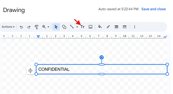 Google Sheets Drawing Canvas with Text Box for Watermark