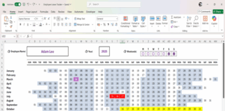 Preview of Employee Annual Leave Tracker Excel template with dynamic calendar and summary dashboard