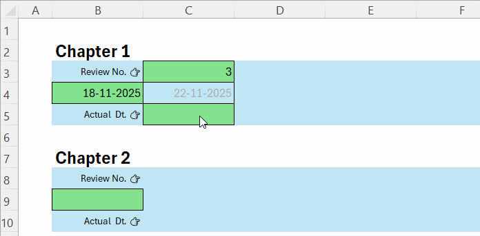 Re-enter generated review date in Excel Adaptive Study Planner