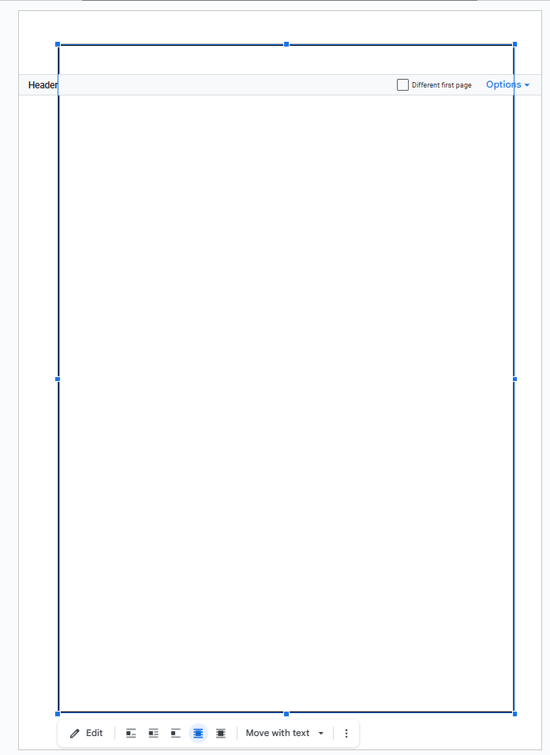 Dragging the page border to fit the Google Docs page correctly