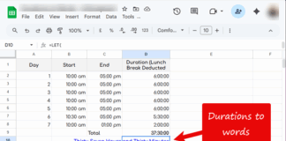 Formula to convert duration to words in Google Sheets