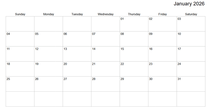 Cleaned calendar grid in Google Sheets with gridlines removed and rows and columns resized for a calendar heatmap.