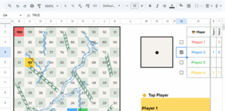 Snake and Ladder game board in Google Sheets with dice roller and player controls