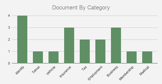 Column chart showing documents grouped by category